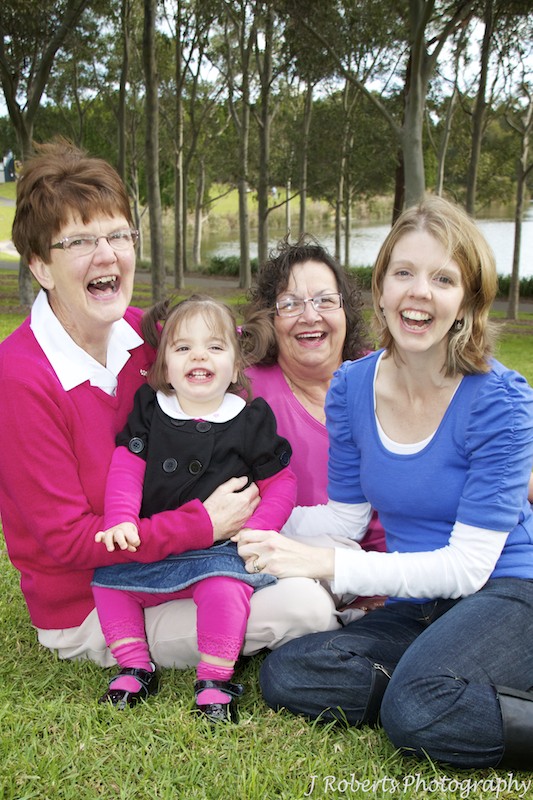 3 generations of females in the family - family portrait photography sydney